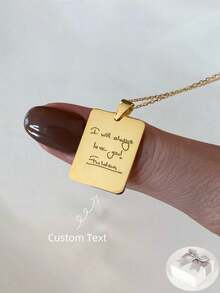 1pc Custom Handwriting Necklace, Actual (Your Own) Handwriting, Personalized 18k Gold Engraved Pendant Necklace, Personalized Signature Jewelry, Suitable For Women, Personalized Gift For Friends, Couples And Family, Special Design Birthday Gift Jewelry,Gifts For Her Girlfriend,Mom,Family,Friends For Anniversaries,For Birthdays,For Daily Wear,For Prom,For Mother's Day - 彩色 - 查看 2
