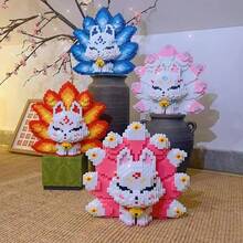 6888块九尾狐积木套装，混色塑料，手工DIY拼图，适合节日、学校奖励、万圣节和圣诞节礼物 - 彩色 - 查看 5