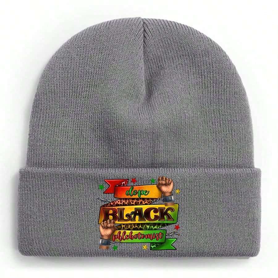 Dope Black Phlebotomist Winter Beanie For Men Women Soft Warm Knit Hat Ski Stocking Cuffed Cap - 灰色 - 查看 1