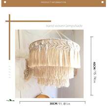 Handmade Cotton Rope Woven Lamp Shade, Bohemian Style Decor For Nordic Pendant Light, Suitable For Homestay Soft Furnishing - Beige - View 8