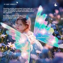1件儿童发光蝴蝶翅膀，带闪光灯和音乐的仙女翅膀背包玩具，电池供电，适合3-10岁女孩，生日礼物，服装派对配饰 - 彩色 - 查看 6