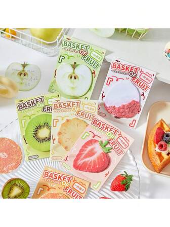 1 pieza, Notas adhesivas con frutas simuladas lindas, pegatinas de mensaje, cuadernos, pegatinas reutilizables, creación de escenarios, manual DIY, notas de mensaje y papel adhesivo, papel de notas de estudiante de dibujos animados lindo