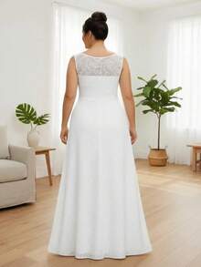 Vestido Casamento Noiva Festa 84 Plus Size Renda Civil branco Longo - Branco - Visão 3