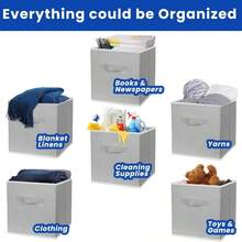 13"X13"X13" 12-Pack Foldable Storage Bins Collapsible Closet & Toy Organization Boxes Space Saving Fabric Cubes For Shelves Gray - Xám - Xem 5