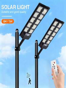 1pc Or 2pcs Ultra Bright Solar-Powered Outdoor Lights With Remote Control & Motion Sensor, Weatherproof Heavy-Duty Plastic Construction, Outdoor Wall/Path/Flood Lights With Dimmable Brightness, Easy Installation For Driveway, Garden, Garage, Patio, Villa - Black/White, Energy-Efficient Solar Lighting System With Detachable Panels, Solar Sensor Light, Garden Lighting Solar, Solar Wall Lamp, Fence Solar Light, Solar Fence Light - Đèn đường năng lượng mặt trời ngoài trời - Xem 11