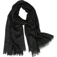 Women Long Lightweight Linen Scarf Shawls Extra Large Soft Beach ShawlsWraps LongSunscreenBodyScarves 76.77*39.37" - 黑色 - 查看 3
