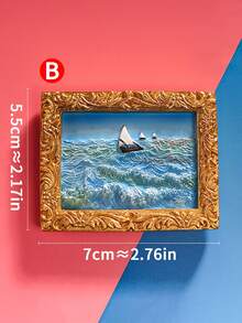 1 قطعة لوحة منظر طبيعي مغناطيسية إبداعية، ملصق مغناطيسي منزلي ثلاثي الأبعاد، إطار لوحة زيتية مغناطيسية للديكور - متعدد الألوان - مشاهدة 11