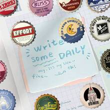 50张混合瓶盖贴纸涂鸦透明贴花，适用于文具、行李箱、水瓶、手机、笔记本电脑、剪贴簿等。