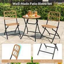Lifezeal 3 PCS Patio Bistro Set With Wicker Seat & Tabletop For Backyard, Garden, Balcony - Brown - View 6