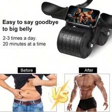 2025 New Abdominal Roller With Timer And Knee Pad - Automatic Rebound Abdominal Exercise Equipment, With Elbow Support, Non Slip Pedal, Ergonomic Design, Used For Core Strength Training, Home Gym And Body Relaxation - Unisex, Sports Accessories, Fashionable Sports Equipment, Sturdy Structure, Fitness Enthusiasts, Compact Design, Durable Materials, Male And Female - 黑色 - 查看 4
