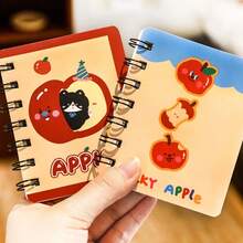 8pcs Cute Apple Flip Notebook, Pocket Notebook, Cartoon Memo Pad - Multicolor - View 4