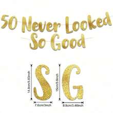 Set Of 30/40/50/60/70/80/90 Never Looked So Good Gold DIY String Glitter Banner - 30th,40th,50th,60th,70th,80th,90th Anniversary And Birthday Party Decorations-Golden Milestone Glitter Banner - Sparkling Birthday Party Decorations,Beach,Wedding - Multicolor - View 10