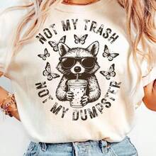 First Of All I'm A Delight Shirt, Comfort Colots Raccoon Shirt, Funny Raccoon Shirt, Cute Sarcastic Shirt, Raccoon Lover Shirt,Family Shirt, Comfort Colots Shirt,Spring/Summer Graphic Tees Women Tops - 白色02 - 查看 2