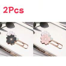 1/2/3pcs Cherry Blossom Shaped Paper Clips, Cherry Blossom Metal Bookmarks, Pink & Blue Petal Paper Clips Suitable For Books/Notebooks, Metal Petal Paper Clips - Multicolor - View 17