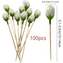 Stuzzicadenti decorativi con fiori di rosa, frutta e fiori artificiali, bastoncini per dessert per feste di compleanno, matrimoni, pomeriggio in casa, accessori da tavola artistici