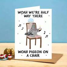 幽默成人贺卡 - “椅子上的鸽子走了一半路”趣味鸟类与音乐设计（含信封） - 彩色 - 查看 5
