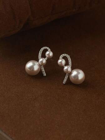 1 Pair Elegant Women's 925 Sterling Silver Jewelry Earrings, Full Diamond Heart-Shaped Amethyst Rose Pearl Earrings, Romantic & Delicate Niche Earrings Suitable For Daily Wear