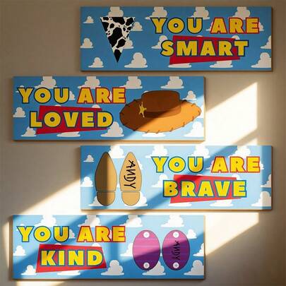 卡通木质标牌，森林动物主题婴儿房墙面装饰，适合男婴房，森林故事主题婴儿房装饰，适合幼儿男童