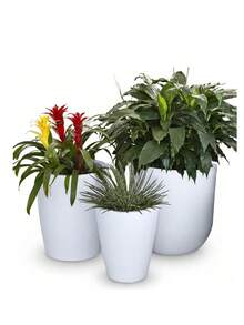 Kit 3 Vasos Planta Polietileno Varanda Jardim Variados Cd14 - Branco - Visão 10