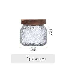 1pc Rosewood Lid Hammered Texture Tea Canister, High Borosilicate Glass Airtight Jar, Coffee Bean Storage Container, Transparent Organizer Bottle - Multicolor - View 11