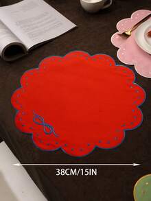 1/2/4/6件装圆形刺绣花卉布艺餐垫，易于清洁，可擦拭，防滑，适用于餐桌、节日、婚礼、派对装饰，也适用于家庭、餐厅、餐厅装饰、家居用品。 - 彩色 - 查看 3