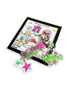 Y2K风格女孩与绵羊亚克力吊坠，可爱配饰，背包和手提包的理想礼物之选，梦幻系列闪亮少女风 - 彩色 - 查看 10