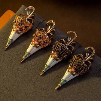 1 par de pendientes colgantes con diseño de paraguas floral elegante, en tono dorado, adecuado para uso diario, vestidos de fiesta, ropa de vacaciones, regalo para la novia, accesorio de joyería