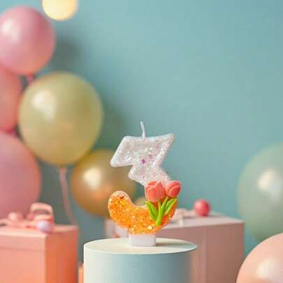 1 Nến số hình hoa tulip, thiết kế đầy màu sắc sáng tạo, số từ 0-9, trang trí bánh, hoàn hảo cho tiệc sinh nhật, đám cưới, kỷ niệm, tụ họp