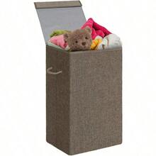 100L extra grande capacidad marrón cesta de lavandería plegable tributileno capa impermeable cesta de almacenamiento de ropa para el hogar - marrón - Ver 1