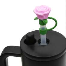 10mm Cute Flower Silicone Straw Cap, Dust-Proof Rose Straw Sleeve, Cartoon Water Bottle Straw Accessories, Valentine's Day Gift - Multicolor - View 11