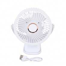 Mini ventilador portátil con clip, con luz led, regargable,5 velocidad - Blanco - Ver 5