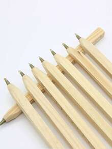 1pc Wooden Printed Ballpoint Pen, Multifunctional Signature Pen, Natural Wood