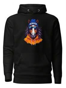 Denver Spirit Animal Hoodie Horse Graphic, Sunglasses, Beanie,Autumn/Winter Hoodie Autumn Set - 款式29 - 查看 1