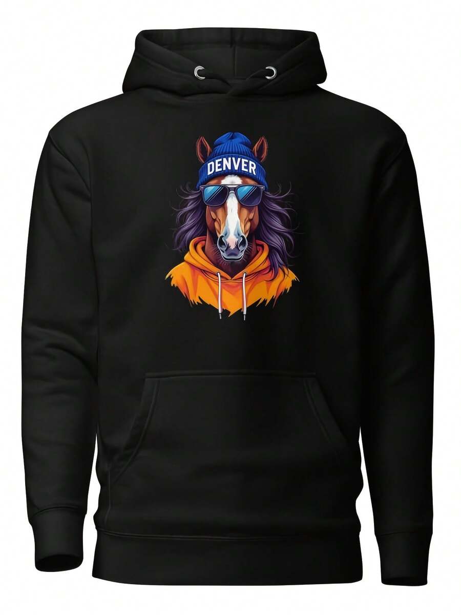 Denver Spirit Animal Hoodie Horse Graphic, Sunglasses, Beanie,Autumn/Winter Hoodie Autumn Set - 款式29 - 查看 1