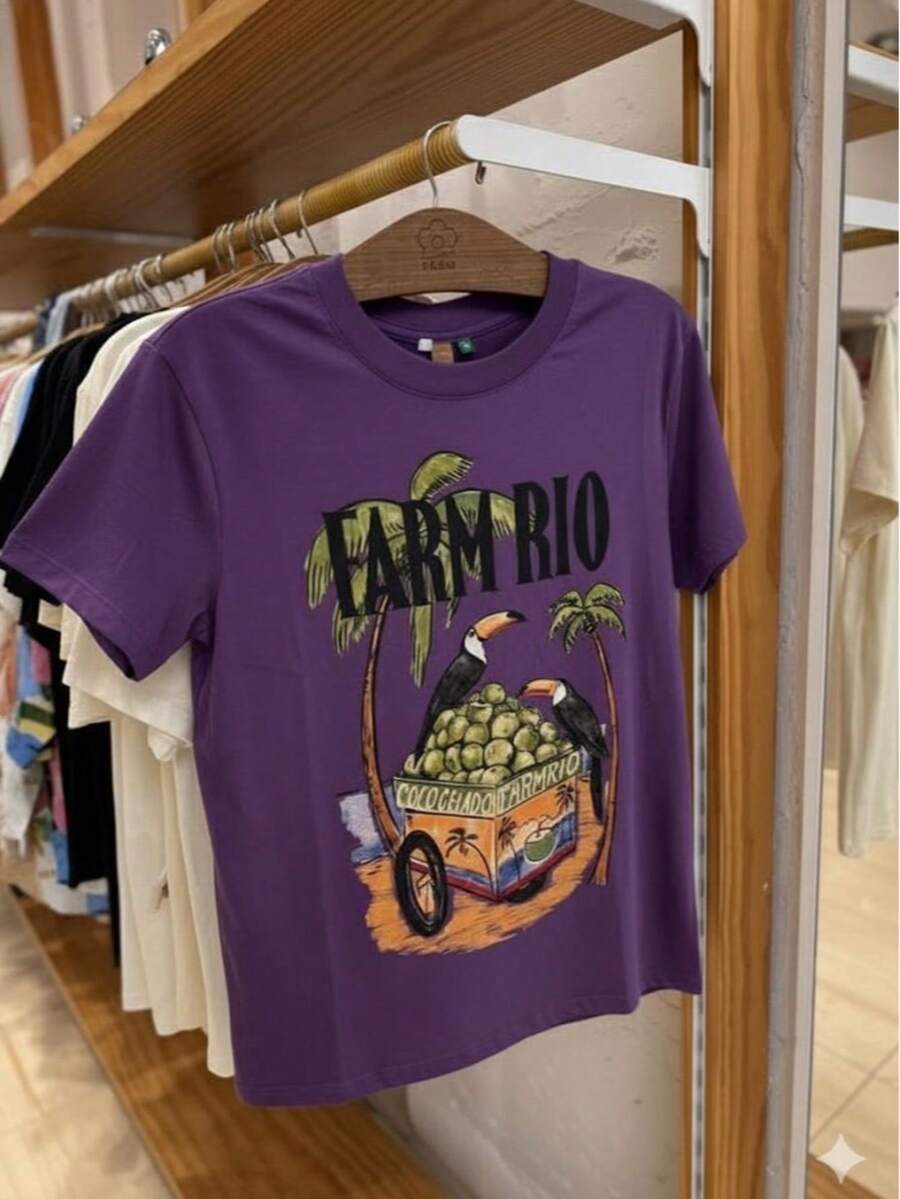 Women's T-Shirt "Coconut Iced" Vibrant Tropical Design 100% Cotton Streetwear Immediate Shipping - Purple - View 1