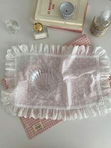 1/2/6pcs Floral Embroidered Lace Trim Placemats, Minimalist Ins Style Decorative Napkins, Suitable For Valentine's Day, Wedding, Daily Use - Multicolor - View 6