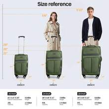 Softside Luggage Set,Expandable Luggage For Extra Capacity,Large Capacity Family Suitcase,Lightweight Waterpoof Resistant Polyester,20inch+28inch,20inch+24inch+28inch - GREEN/GREY - 查看 2