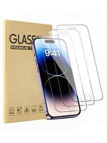 3 Packs Apple Mobile Phone Full Screen HD Anti-Drop Tempered Glass Protective Film For IPhone 17 17 Pro 17Promax 16 Pro Max 16 16 Pro 16 Plus 15 Pro Max 15 15 Pro 15 Plus 14 Pro Max 14 Pro 14 Plus 14 13 Pro Max 13 13 Pro 12 11 Protective Film