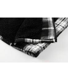 Mens Flannel Hoodie Shirts Long Sleeve Casual Plaid Jackets - Suitable For Autumn And Winter - Casual Style - Đen và trắng - Xem 8