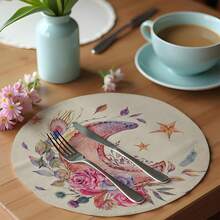 Mid Eastern Festival Moon Printed Round Meal Mat Linen Stainproof Dish Insulation Mat Simple Decoration Restaurant Western Food Mat - Multicolor - View 11