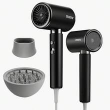 CRASTS Classic Black Hair Dryer With Three Temperature Settings, Constant Temperature Hair Care, One-Key Switching Between Cold & Hot Air, Comes With A Concentrator Nozzle And Diffuser Cap MD-19. Wind Speed Of 15m/S, Rotational Speed Of 20000 RPM, Maximum Power Of 2000W, Suitable For Home Hair Styling. - EU F Type Plug(220-240V) - View 12