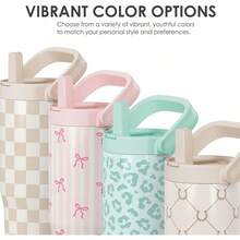 Pink Bow Stainless Steel Straw Lid Tumbler 30oz With Carry Handle For Women Girls, Insulated Travel Coffee Cup, Gift For Sports Outdoor Workout Christmas Birthday - 弓 1 - 查看 4