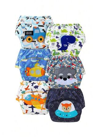 3/6 piezas de pañales reutilizables para bebé, ropa interior de entrenamiento reutilizable para bebé bordada, ropa interior de aprendizaje para niños y niñas, transpirable, suave y cómoda