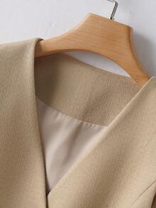 Áo khoác vest nữ cổ chữ V cài khuy đơn thời trang xuân/thu, áo ghi lê thời trang - gừng - Xem 3