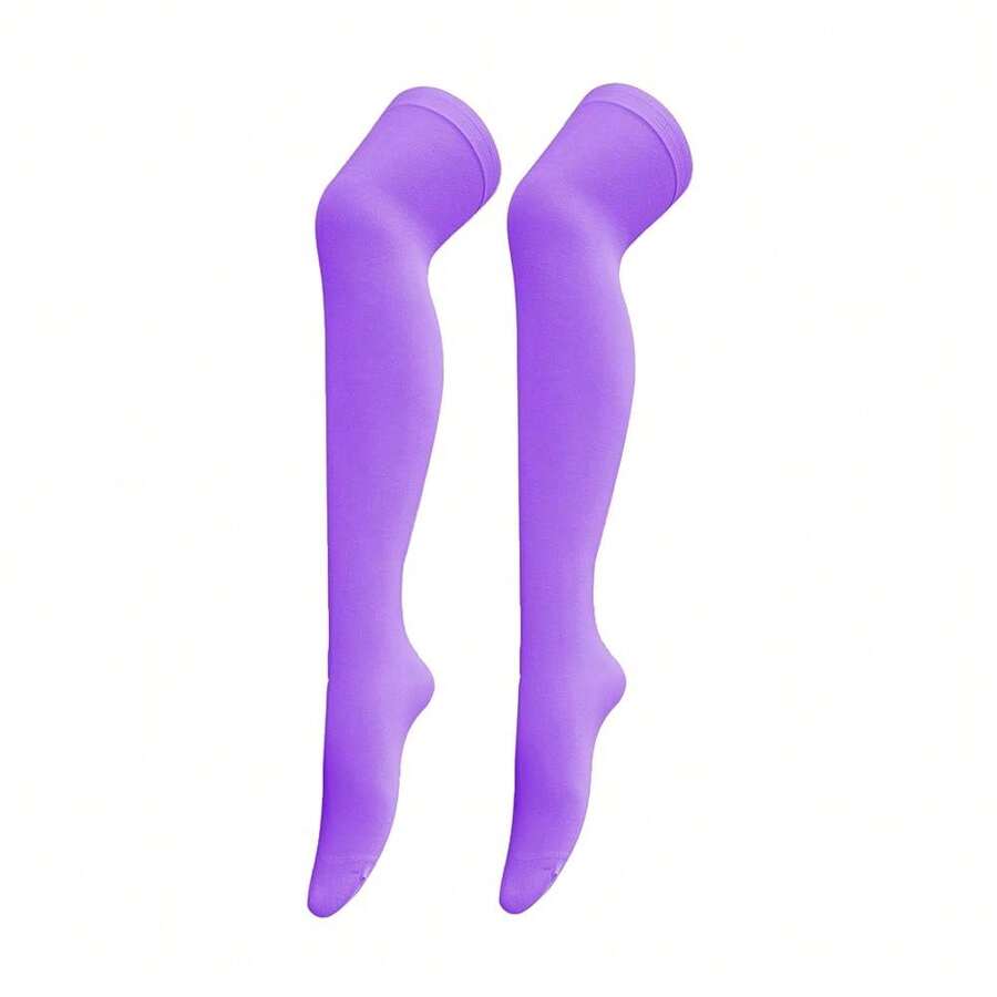 Women's Opaque Stretchy Nylon Over Knee Thigh High StocFKings Knee High Costume Boot Socks For Daily Wear Cosplay{Inchsize_nameinch:InchOneSizeinch,Inchcolor_nameinch:InchPurpleinch} - 紫色的 - 查看 1