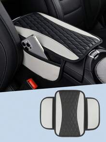 1 pieza Cubierta de consola central de coche, cubierta de reposabrazos de cuero con 2 bolsas de almacenamiento, almohadilla universal de reposabrazos de asiento de coche, accesorios interiores de coche, protector para la mayoría de los vehículos, almohadilla de reposabrazos central, almohadilla de caja de reposabrazos central, cubierta de caja de reposabrazos de cuero PU con estampado de flores de dos colores y elástica