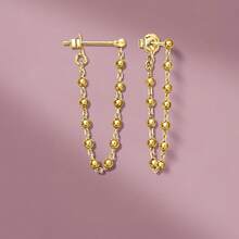 By Ross-Simons 18kt Gold Over Sterling Bead-Chain Drop Earrings - 1 - 查看 3