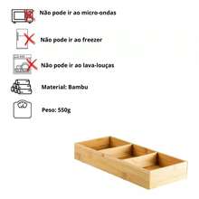 Organizador Multiuso de Gavetas 03 Nichos Cozinha Bambu Keep Ou - Marrom Claro - Visão 3