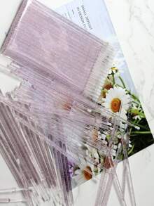 500/200/100pcs Pink And Purple Mini Brushes, Disposable Mini Brush Applicators, Eyelash Extension Brushes, Eyelash Glue Cleaning Brushes, Mascara Brushes, Eyebrow Brushes, Eyeshadow Brushes, Spiral Brushes, Eyelash Brushes - Multicolor - View 13