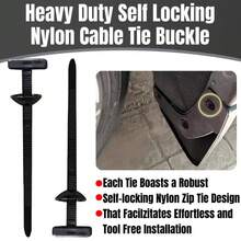 50-100pcs Self-Locking Nylon Universal Zip Ties, Heavy Duty Fastener Straps With Buckle And Button For Car Repair And Daily Use - Black - View 8